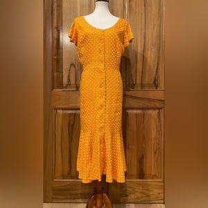 Rachel Parcell - Yellow/White Polka-dot Retro 50’s Fit & Flare Dress, EUC - XXL